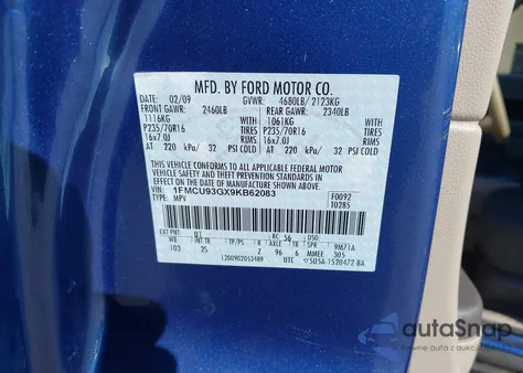 2009 Ford Escape Xlt z USA, uszkodzony, nr VIN 1FMCU93GX9KB62083